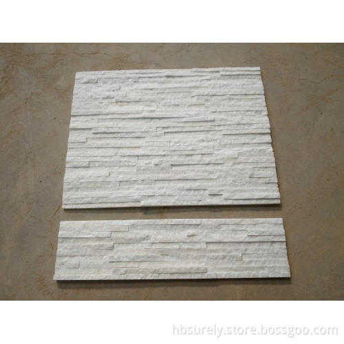 15x60 White Quartz Slim Strip Slate Wall Cladding